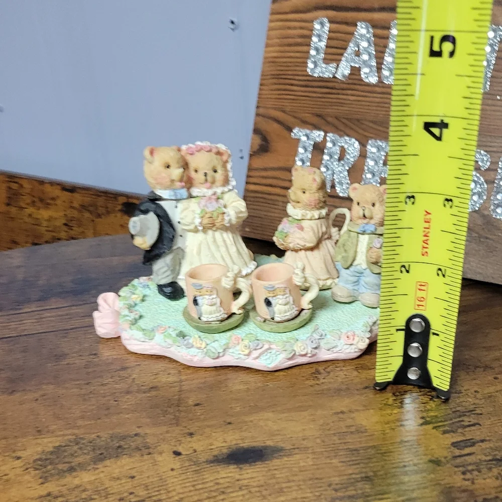 Vintage with tags Charming Bear Family mini tea Set -